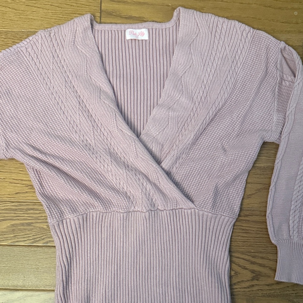 Lilac Ribbed Knit Sweater - Picture 2 of 2